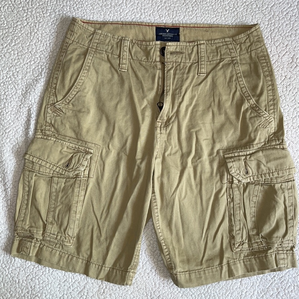 AE Khaki Cargo Shorts